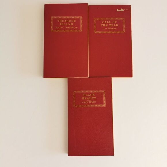 3 Vintage Red Classic Books - DAMAGE - Decorative Book Stack Library Shelf - Picture 4 of 13